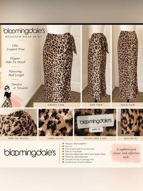 Bloomingdale's Leopard Print Wrap Midi Skirt - Tan/Black